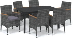 vidaXL Set mobilier de grădină cu perne, 7 piese, gri, poliratan