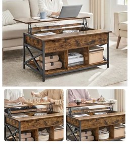 Masă de cafea NYRO cu blat rabatabil, maro/negru