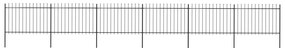 Gard de gradina cu varf sulita, negru, 10,2 x 1,2 m, otel 1, 1.2 m, 10.2 m