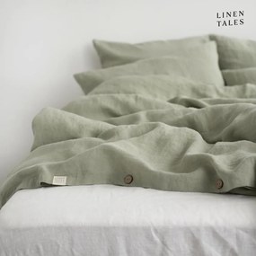 Lenjerie de pat verde-deschis din in pentru pat de o persoană 140x200 cm – Linen Tales