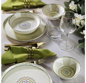 Set de veselă, 18 piese, porțelan, verde
