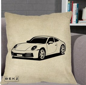 Perna Personalizata Porsche 911 Silueta, 40x40 cm, Crem, Husa Detasabila, Perna Inclusa, BEKZ®