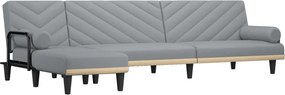 vidaXL Canapea extensibilă în formă de L gri 260x140x70 cm textil