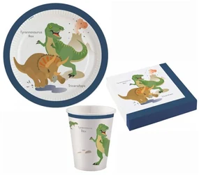 Dinozaur Happy set de petrecere cu 36 de piese și farfurii de 23 cm