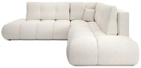 Colțar tapițat extensibil ALMADA, în formă de L, cu spațiu de depozitare, versiune stânga, bej