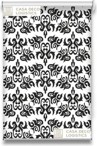 Roletă textilă Royal 5015 alb-negru cu model ornamental baroque