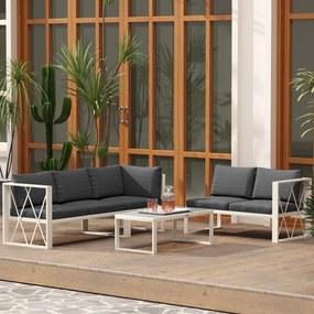 Outsunny Set Mobilier de Grădină din 4 Piese cu 2 Canapele, Fotoliu Reglabil și Măsuță de Cafea, 121x61x62 cm, Gri | Aosom Romania