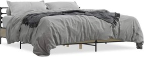 vidaXL Cadru de pat, stejar sonoma, 180x200cm, lemn prelucrat și metal