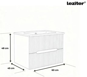 Trent 60 dulap de baie inferior cu chiuvetă ceramică 2 sertare, alb