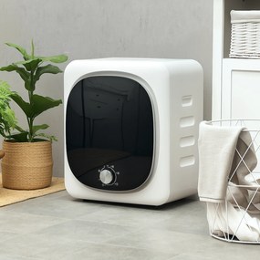 HOMCOM Uscător de rufe cu evacuare electric 800 W 4 Kg cu 5 moduri de uscare, cuva din oțel inoxidabil, încărcare frontală | Aosom Romania