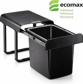 Cos gunoi incorporabil Ekko Black Bio 40 Ecomax, cu extragere totala, negru, 1 x 34 l A:473 mm; H:365 mm; L:355 mm, Plastic 100% reciclat certificat,