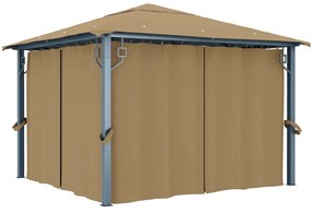 Pavilion cu perdele, gri taupe, 300 x 300 cm, aluminiu Gri taupe, 300 x 300 cm