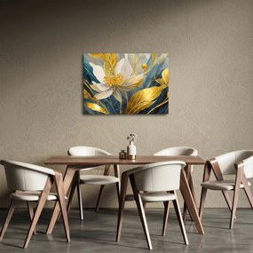 Tablou - Pictura de flori de aur (70x50 cm)