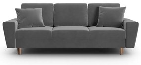 Canapea gri deschis extensibilă, cu spațiu de depozitare cu tapițerie din catifea 235 cm Kyoto – Cosmopolitan Design