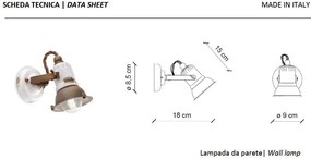 Aplica de perete design retro realizata manual din ceramica LOFT
