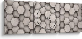 Tablou - Hexagoane design beton (cu ceas) (90x30 cm)