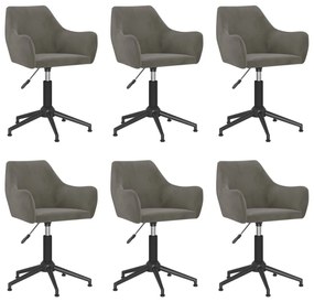 3092590 vidaXL Scaune de sufragerie pivotante, 6 buc, gri închis, catifea