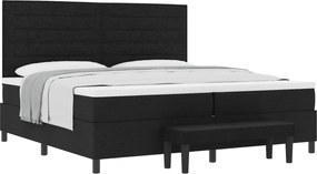 vidaXL Pat cu arcuri cu saltea Negru 200 x 200 cm țesătură