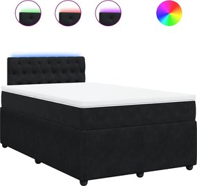 vidaXL Pat box spring cu saltea, negru, 120x200 cm, catifea