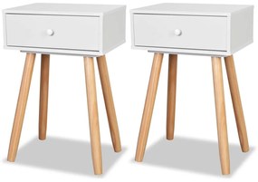244740 vidaXL Noptiere din lemn masiv de pin 2 buc, 40 x 30 x 61 cm, alb