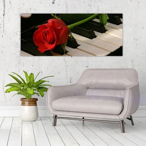 Tablou - Pian și trandafiri (120x50 cm)