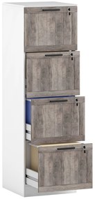 HOMCOM Cajonieră de Birou cu 4 Sertare Încuietoare 2 Chei Bare Suspendate pentru A4 Scrisoare 39,4x40x129 cm Alb și Lemn | Aosom Romania