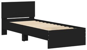 838653 vidaXL Cadru de pat cu tăblie, negru, 90x190 cm, lemn prelucrat