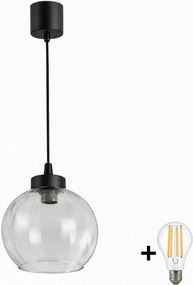 Brilagi - Pendul LED pe cablu RETRO GLASS 1xE27/60W/230V Ø 25 cm negru/transparent