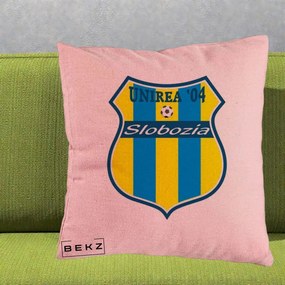 Perna Personalizata Unirea '04 Slobozia Fotbal, 40x40 cm, Roz, Husa Detasabila, Perna Inclusa, BEKZ®