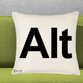 Perna Personalizata Tasta Alt Tipografie Bold, 40x40 cm, Crem Reliefat, Husa Detasabila, Perna Inclusa, BEKZ®