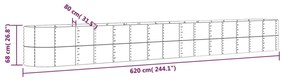 Jardiniera gradina maro 620x80x68 cm otel vopsit electrostatic 1, Maro, 620 x 80 x 68 cm