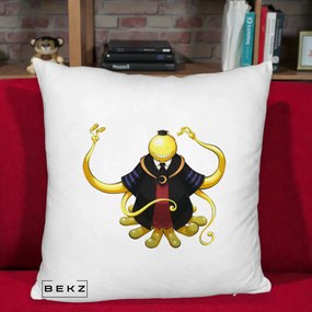 Perna Personalizata Assassination Classroom Koro-sensei, 40x40 cm, Alb Pufos, Husa Detasabila, Perna Inclusa, BEKZ®