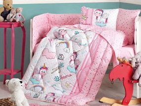 Set Complet Lenjerie Patut Bebe Unicorn (Bumbac 100%)