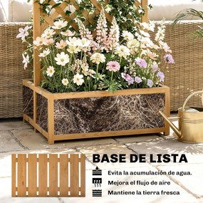 Outsunny Jardinieră cu grilaj din lemn pentru plante cățărătoare cu 2 cutii pliabile Base de Listones 73x70x170 cm Natural | Aosom Romania