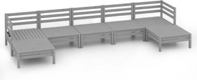 vidaXL Set mobilier de grădină, 7 piese, gri, lemn masiv de pin