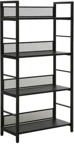 Etajera RAW R5, negru, PAL laminat/metal, 60x28x154 cm