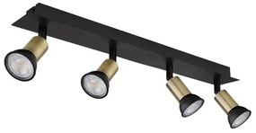 Spot DREW 4xGU10/35W/230V negru/alamă Globo 57998-4B