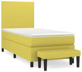 3136420 vidaXL Pat box spring cu saltea, verde deschis, 100x200 cm, textil