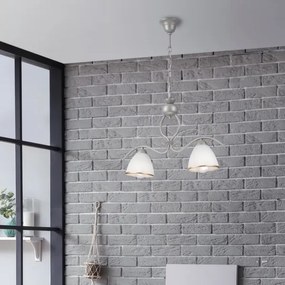 Lustră pe lanț RETRO 2xE27/60W/230V argintiu