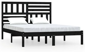 3101007 vidaXL Cadru de pat, negru, 140x190 cm, lemn masiv de pin