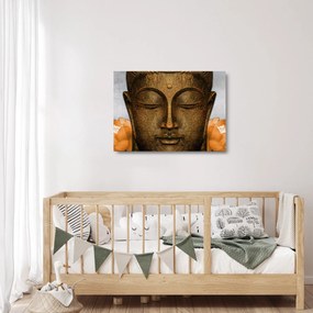 Tablou pe sticlă cu statuie cu detaliu a feței (70x50 cm)