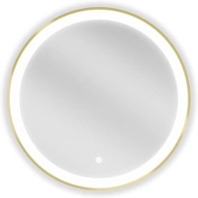 Mexen Esso oglindă de baie iluminată, rotundă 60 cm, LED 6000K, anti-ceață, cadru auriu - 9825-060-060-611-50