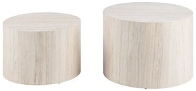 Măsuțe de cafea bej 2 buc. rotunde cu aspect de piatră ø 58 cm Dice – Actona