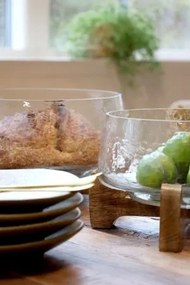 Platou pentru servire cu bază din lemn de mango și capac din sticlă, H16,5/D24,5 cm