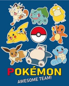 Pokémon Awesome Team pătură coral fleece 130x160cm