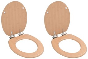 vidaXL Capace WC cu închidere silențioasă, 2 buc., MDF, design bambus