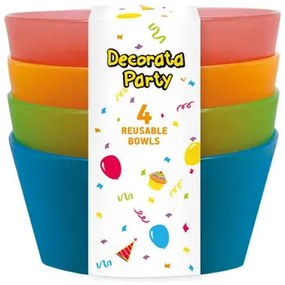 Colorat farfurie adâncă din plastic semi-transparent, set de 4