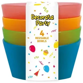 Colorat farfurie adâncă din plastic semi-transparent, set de 4