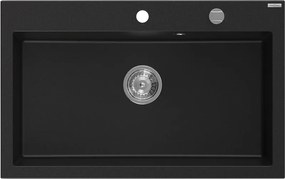 Mexen Elix chiuveta de granit cu 1 cameră 800 x 500 mm, negru, sifon crom - 6527801005-77