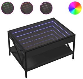 847702 vidaXL Măsuță de cafea cu LED infinity, negru, 70x50x38 cm